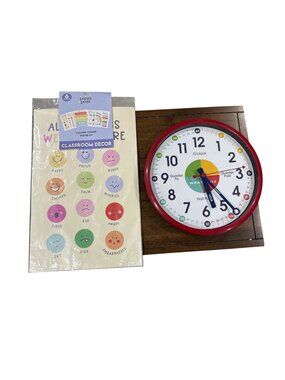 Pippi Post Calming Corner Poster Kit & Westclox Learning Clock Set For Kids Emot